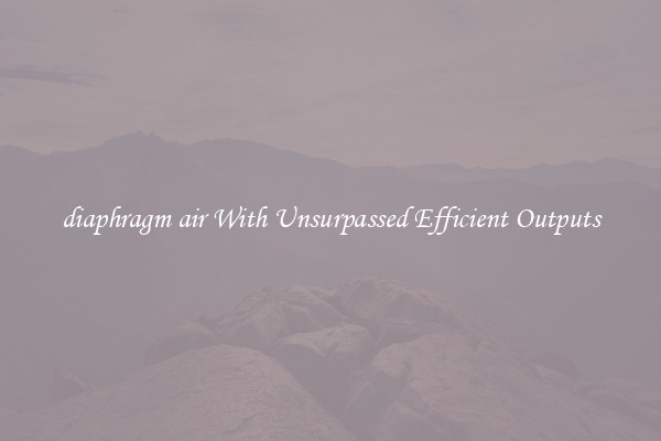 diaphragm air With Unsurpassed Efficient Outputs
