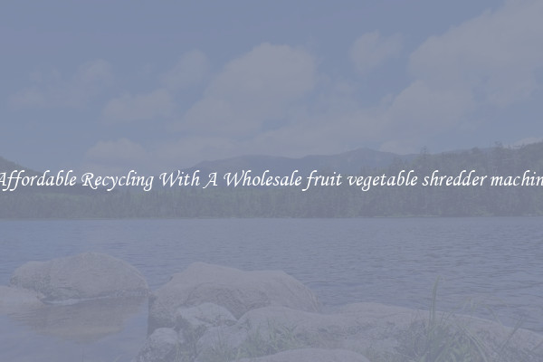 Affordable Recycling With A Wholesale fruit vegetable shredder machine